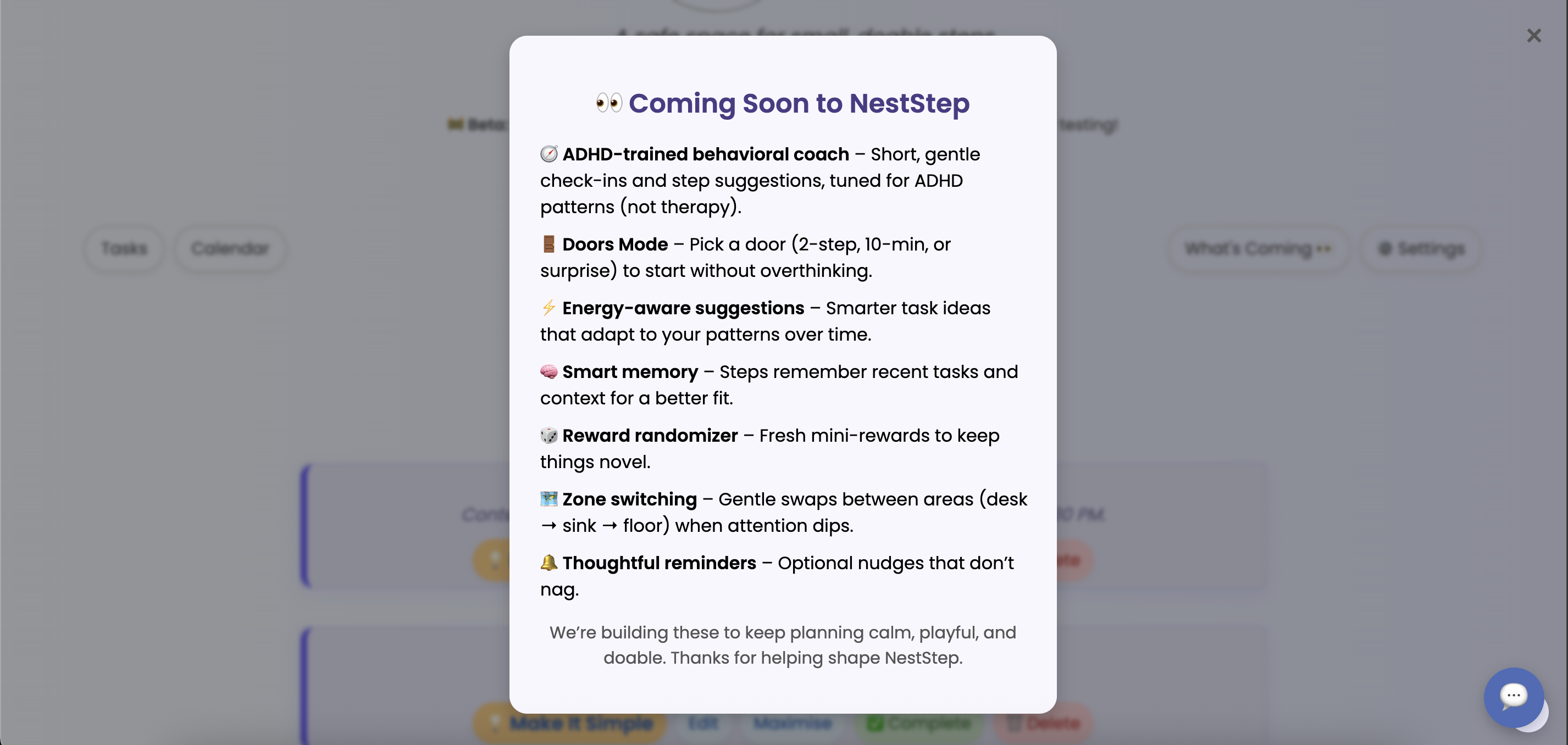 What’s Coming roadmap modal