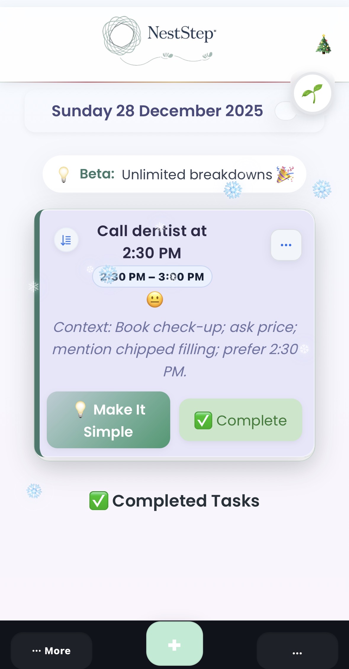 NestStep mobile home screen on iOS/Android